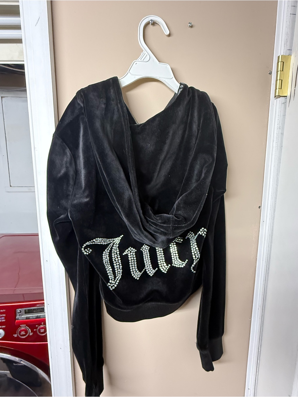 Juicy Couture Black Velour Zip Hoodie With Gold Accent